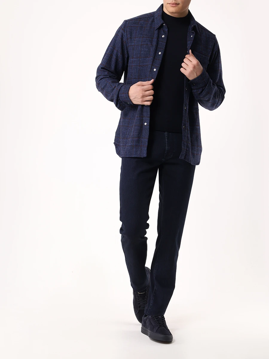 Рубашка Regular Fit шерстяная KITON UMCBUBAK0169E02001 Синий  Фото 2