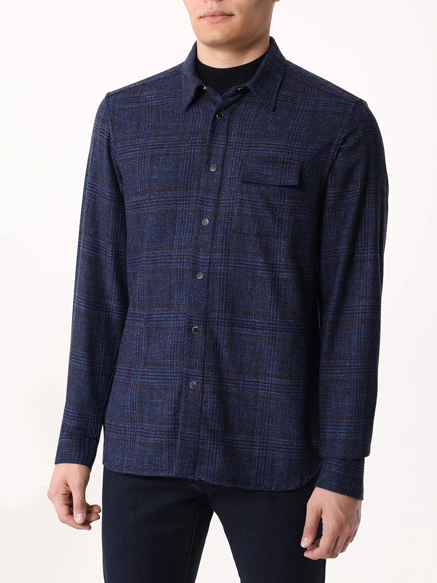 Рубашка Regular Fit шерстяная KITON UMCBUBAK0169E02001 Синий  Фото 4