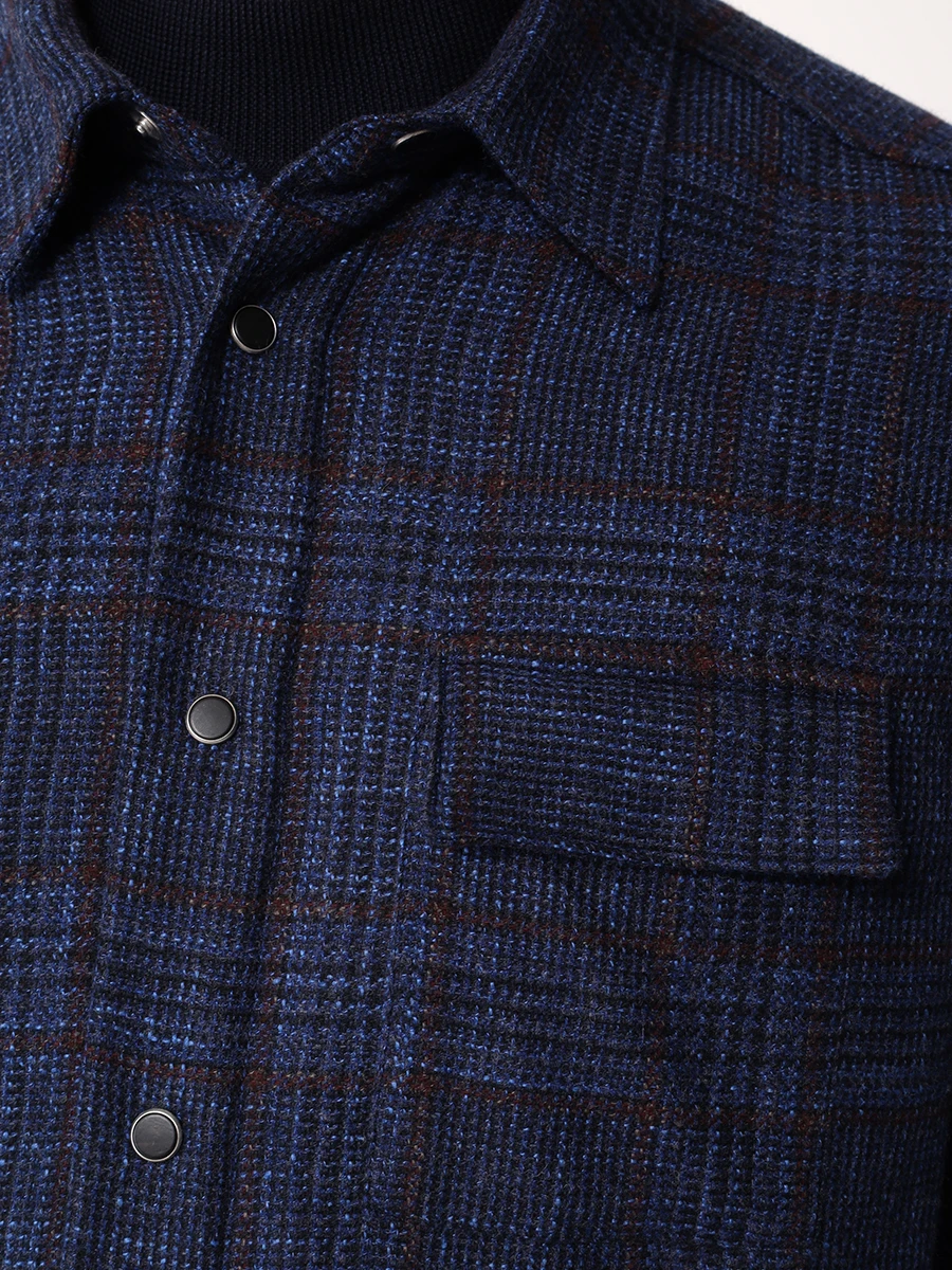 Рубашка Regular Fit шерстяная KITON UMCBUBAK0169E02001 Синий  Фото 5