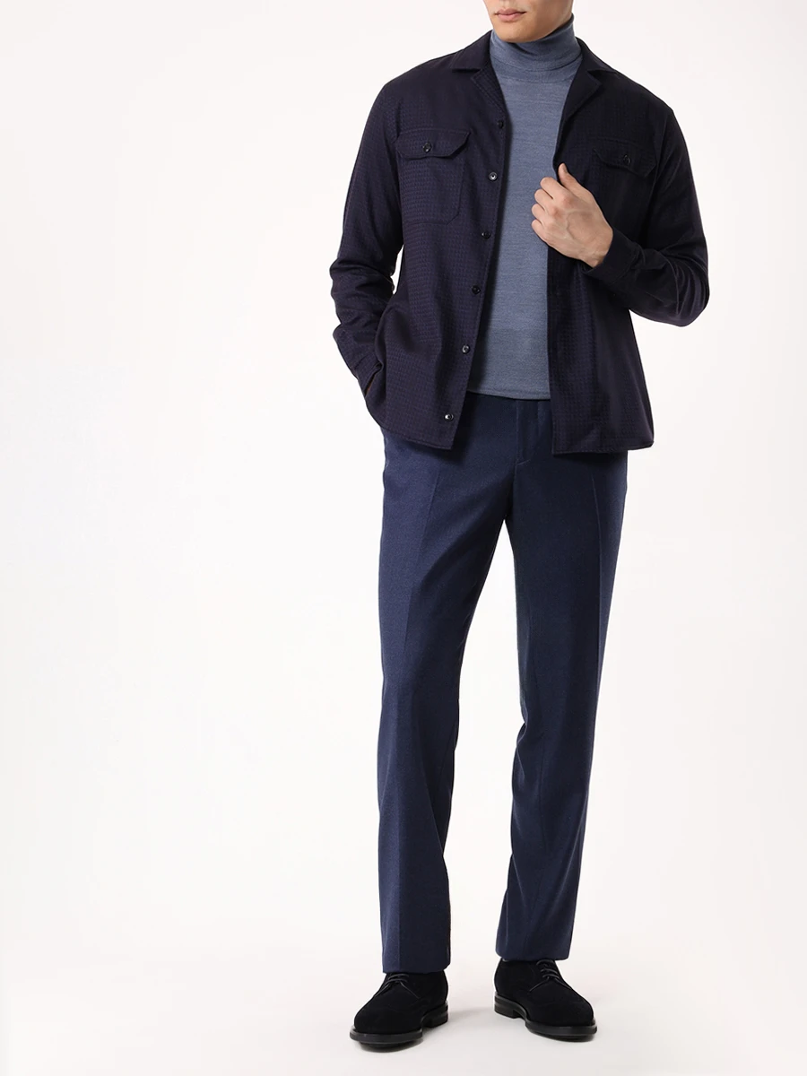 Рубашка Regular Fit из хлопка и лиоцелла CANALI GL03357/301/CSL2070 Синий  Фото 2