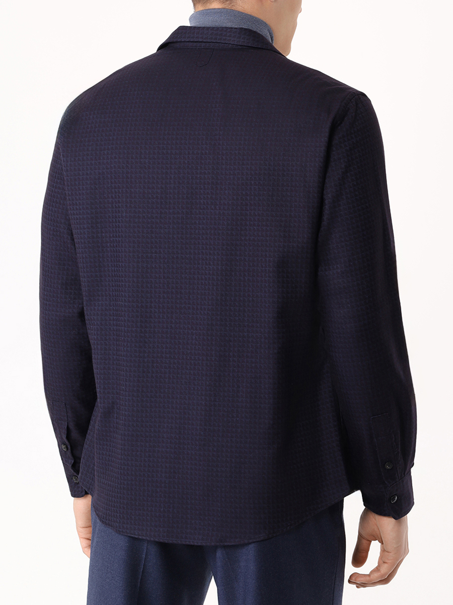 Рубашка Regular Fit из хлопка и лиоцелла CANALI GL03357/301/CSL2070 Синий  Фото 3