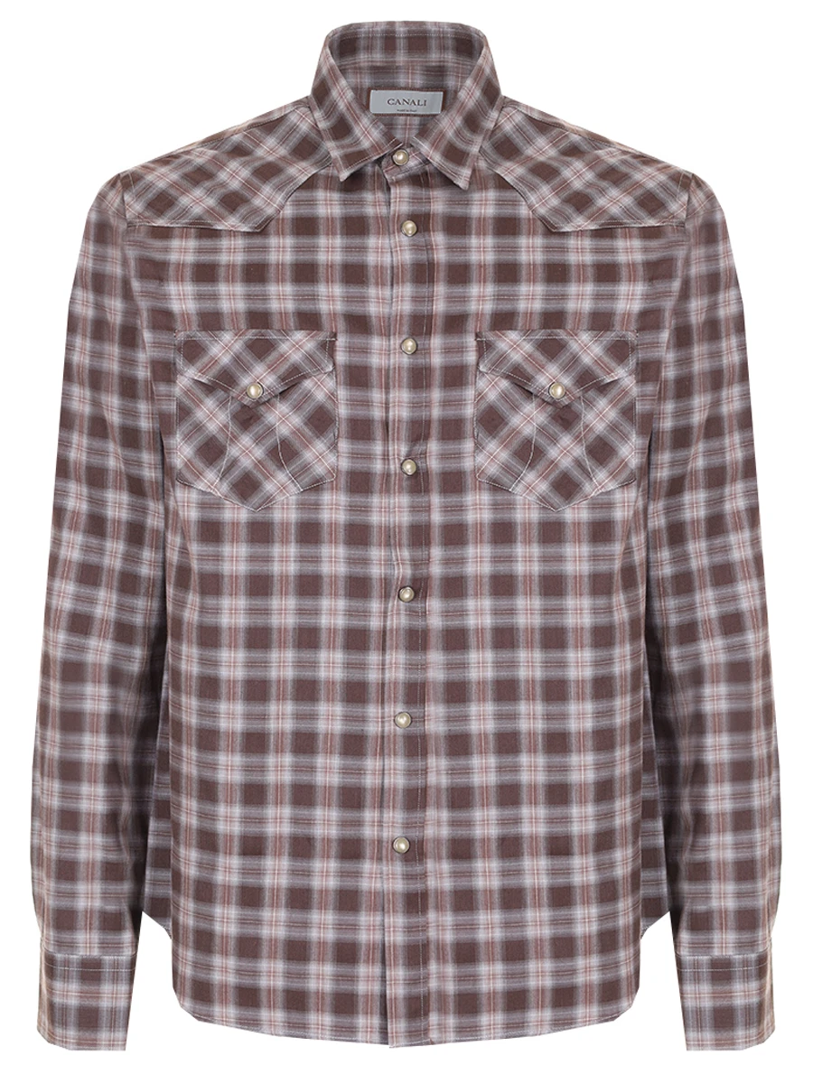 Рубашка Regular Fit хлопковая CANALI GL03348/501/CSL7066 Коричневый 