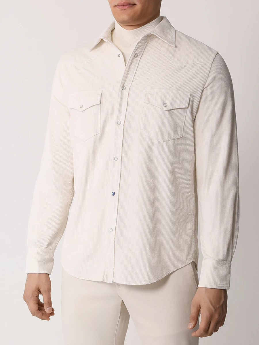 Рубашка Regular Fit вельветовая JACOB COHEN UC002 16 T689A A81 Белый  Фото 4