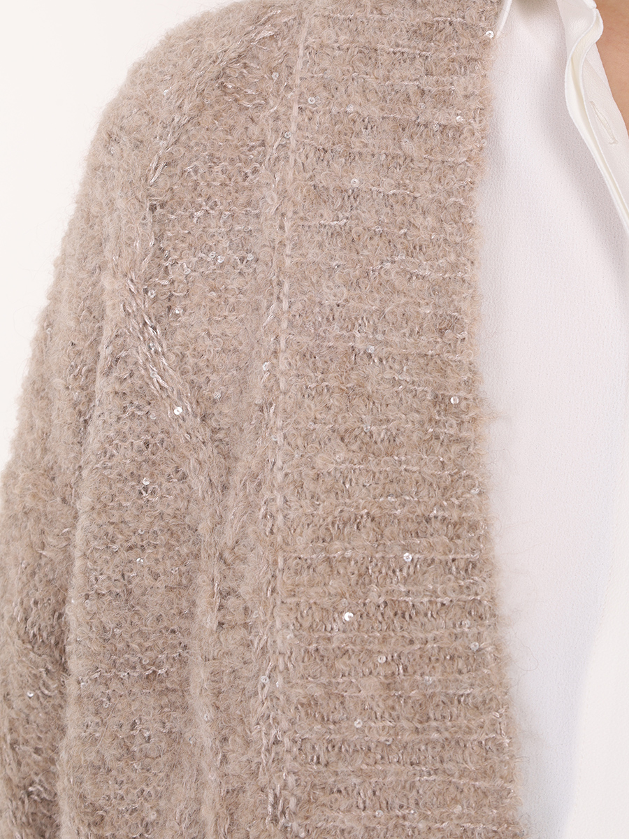 

Кардиган из альпака, Бежевый, 41399M-40957-B2