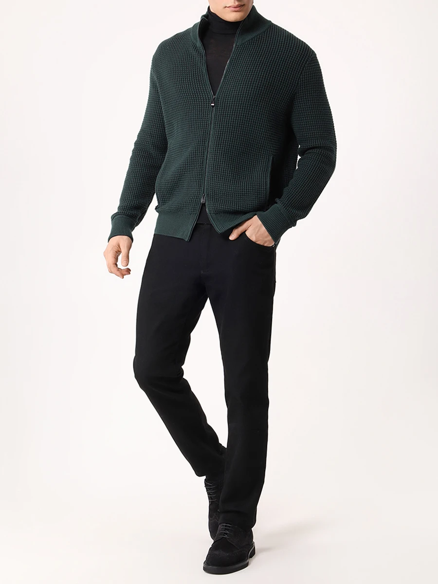 

Кардиган из хлопка и шерсти, Зеленый, 50526846/385