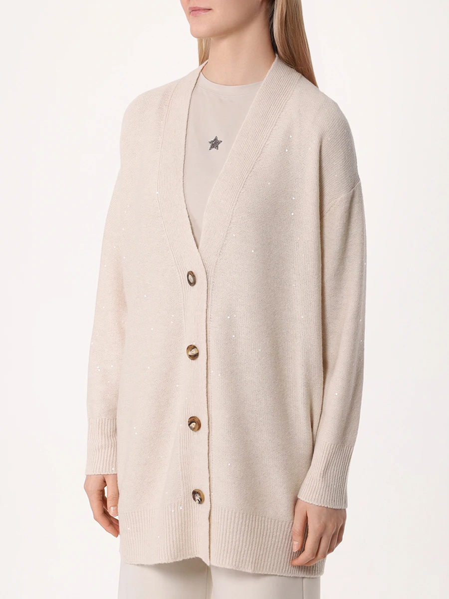 Кардиган шерстяной LORENA ANTONIAZZI I24101CM09E/2989 110 Бежевый  Фото 4