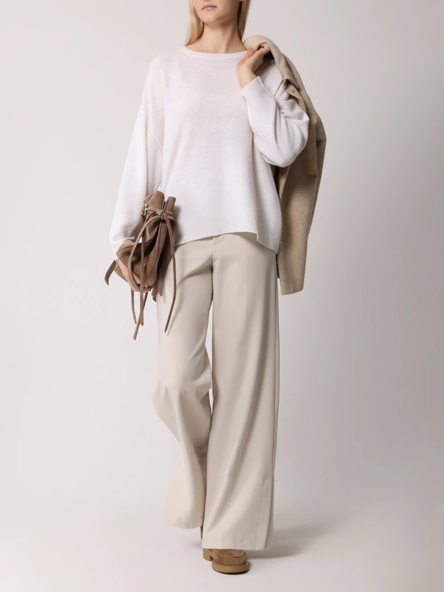 Джемпер шерстяной LORENA ANTONIAZZI I24129GM05C/2989 101 Белый  Фото 2