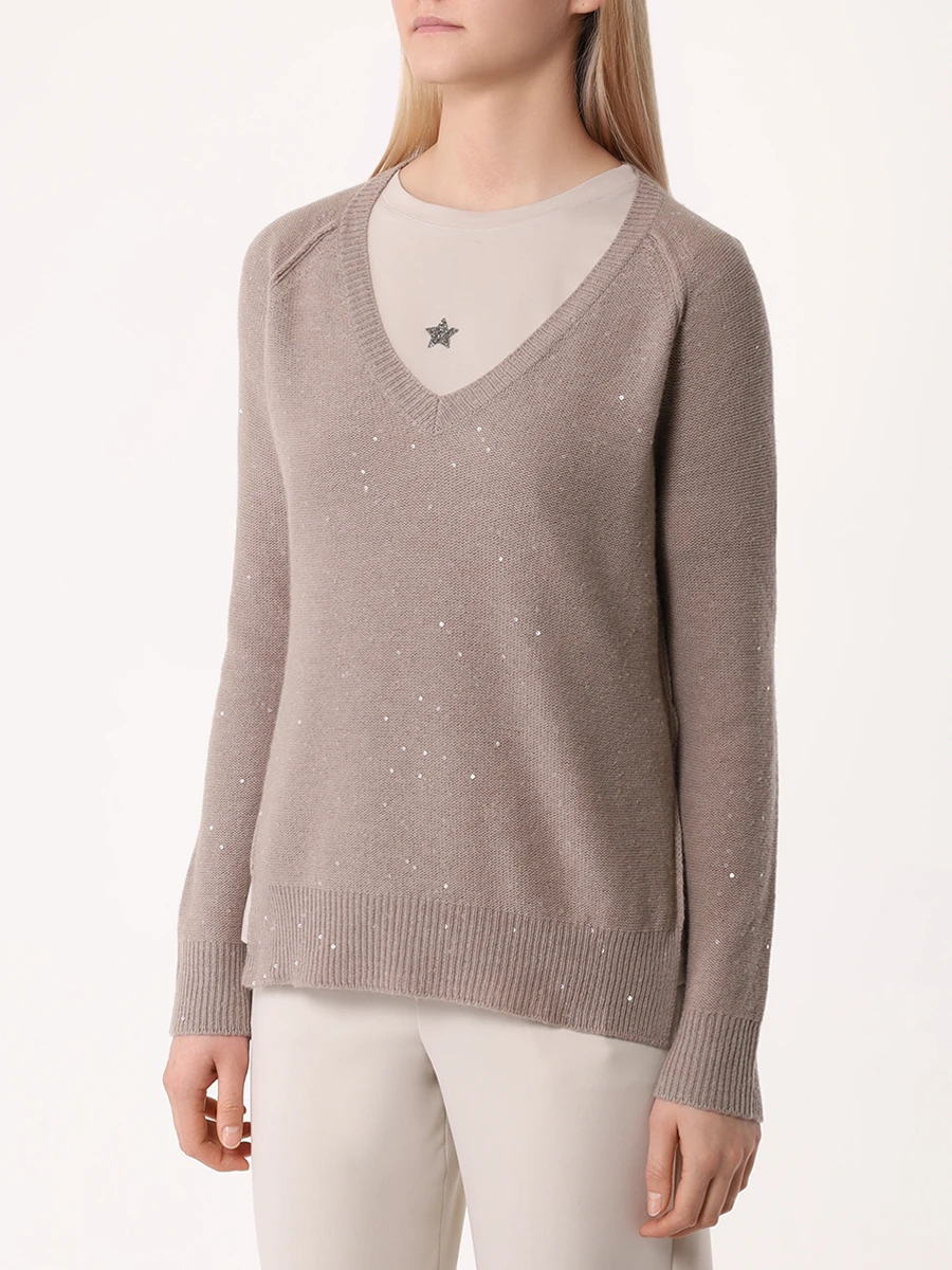 Пуловер шерстяной LORENA ANTONIAZZI I24129VM84A/2989 218 Коричневый  Фото 4