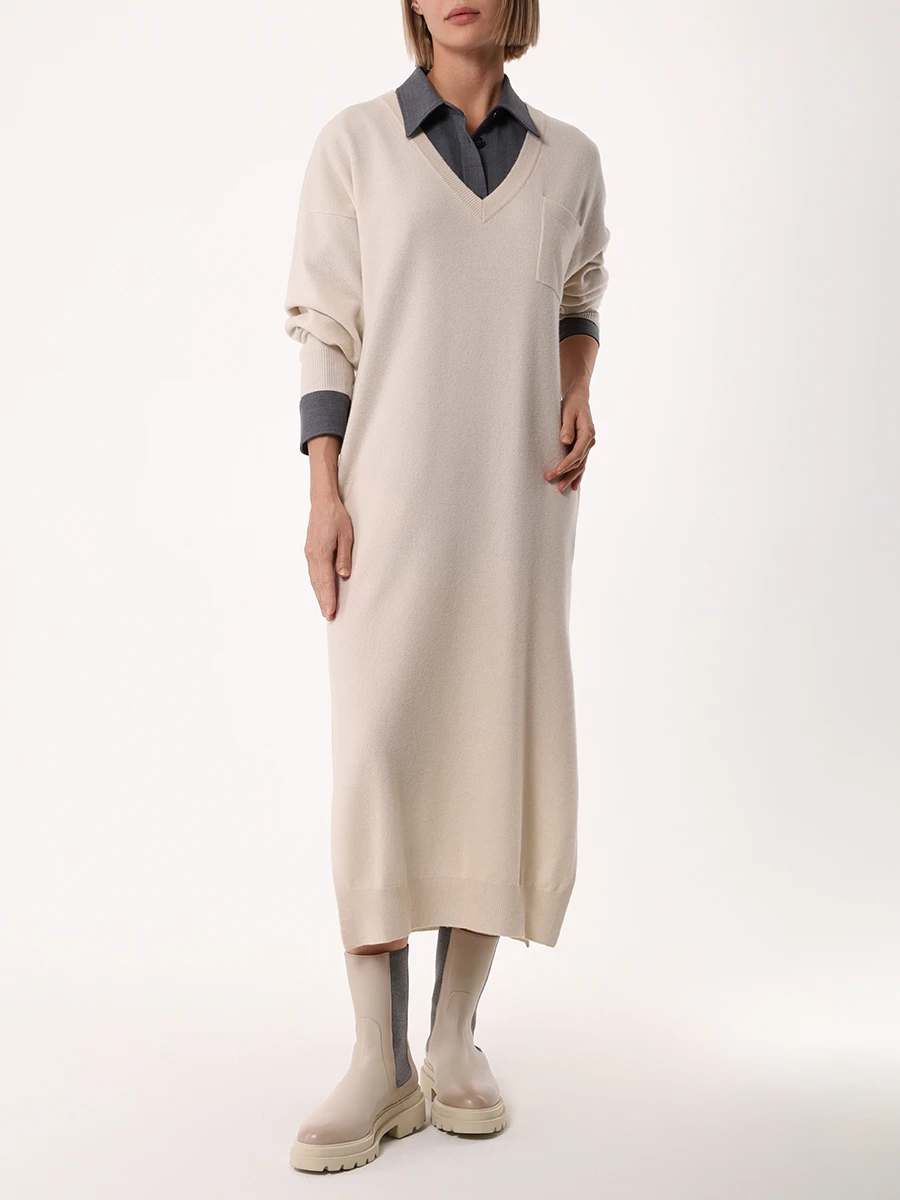 Платье шерстяное LORENA ANTONIAZZI I24123AM96A/2472 110 Бежевый  Фото 2