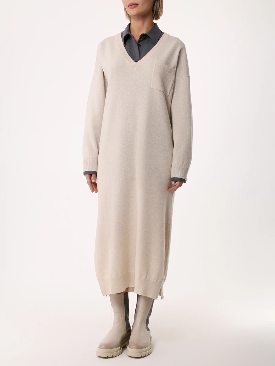 Платье шерстяное LORENA ANTONIAZZI I24123AM96A/2472 110 Бежевый  Фото 4