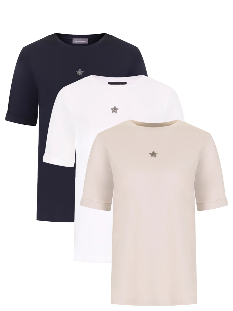 Набор из трех хлопковых футболок LORENA ANTONIAZZI TS24AI/9999S 1000 Черный 