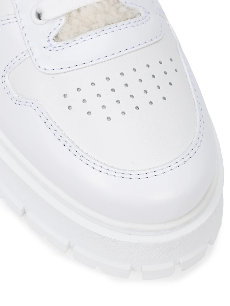 Кроссовки кожаные на меху PRADA 1E947M 3LEN F0009 Белый  Фото 5