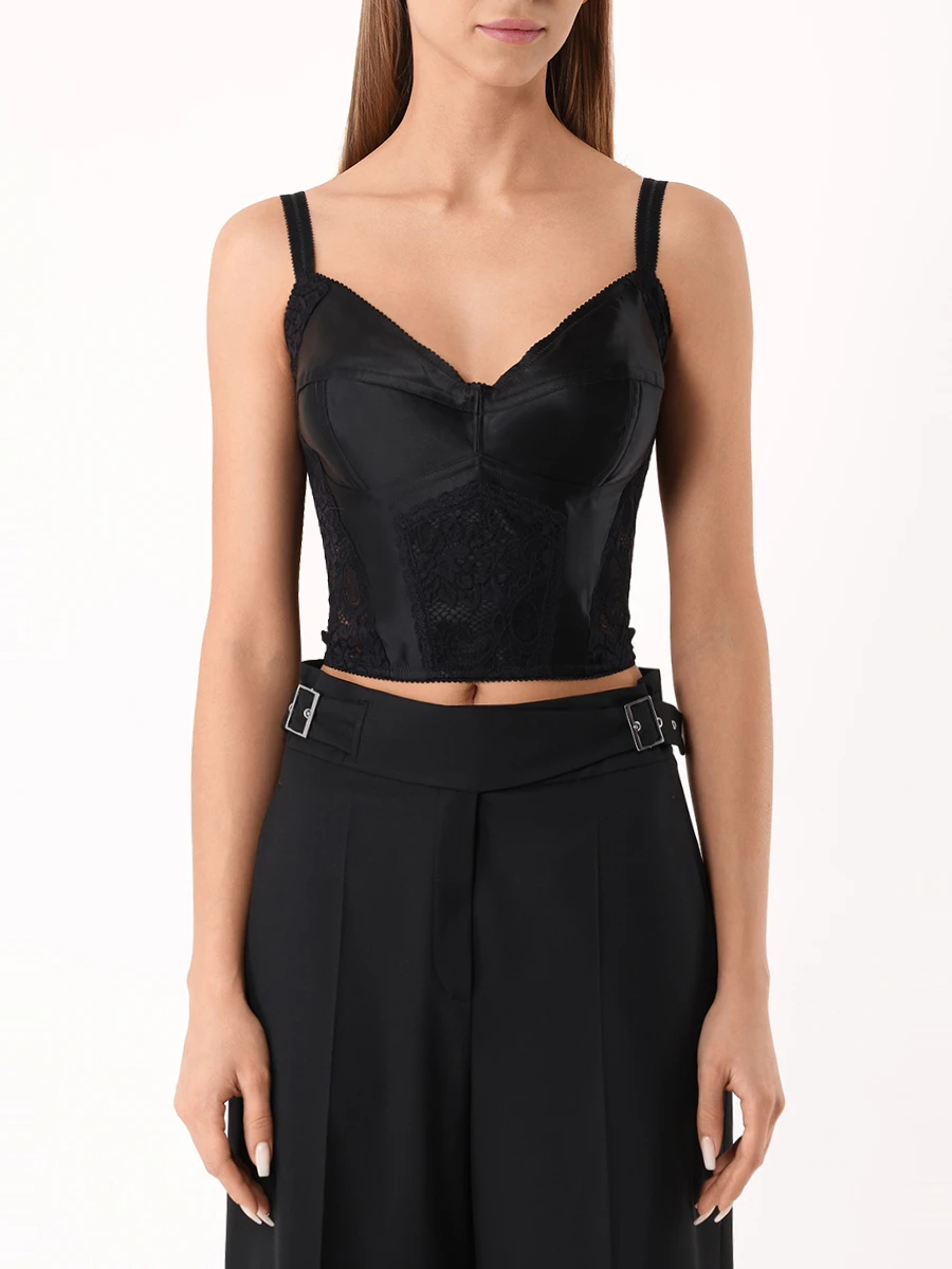 Топ с кружевом DOLCE & GABBANA F7AC7TGDCL9 N0000 Черный  Фото 4