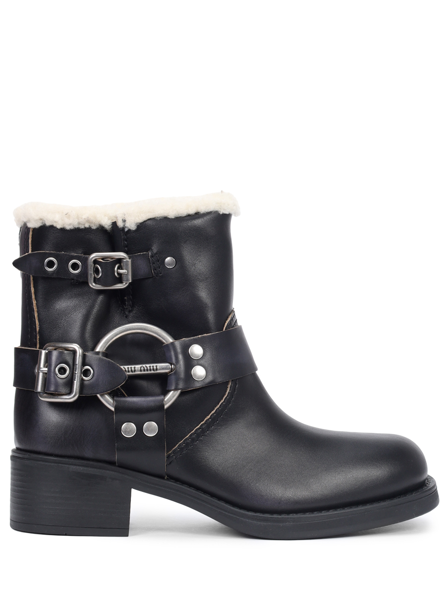 Ботинки кожаные на меху MIU MIU