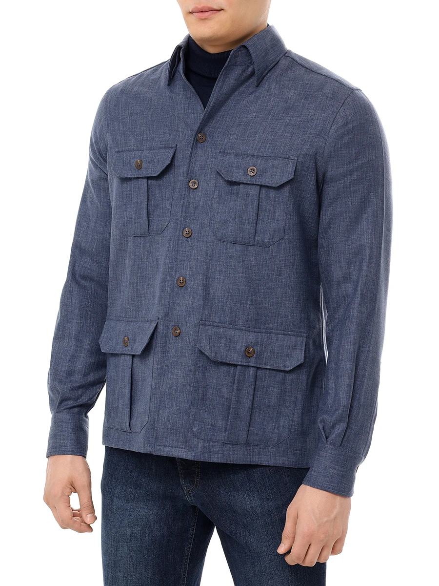 Рубашка шерстяная ROBERTO RICETTI CAMICIA MI-AME LUSSO-LANA3371 Синий  Фото 4