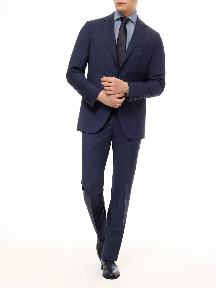 Рубашка Slim Fit хлопковая ROBERTO RICETTI CAMICIA BUR-LUSSO/ORO33701 Синий  Фото 2
