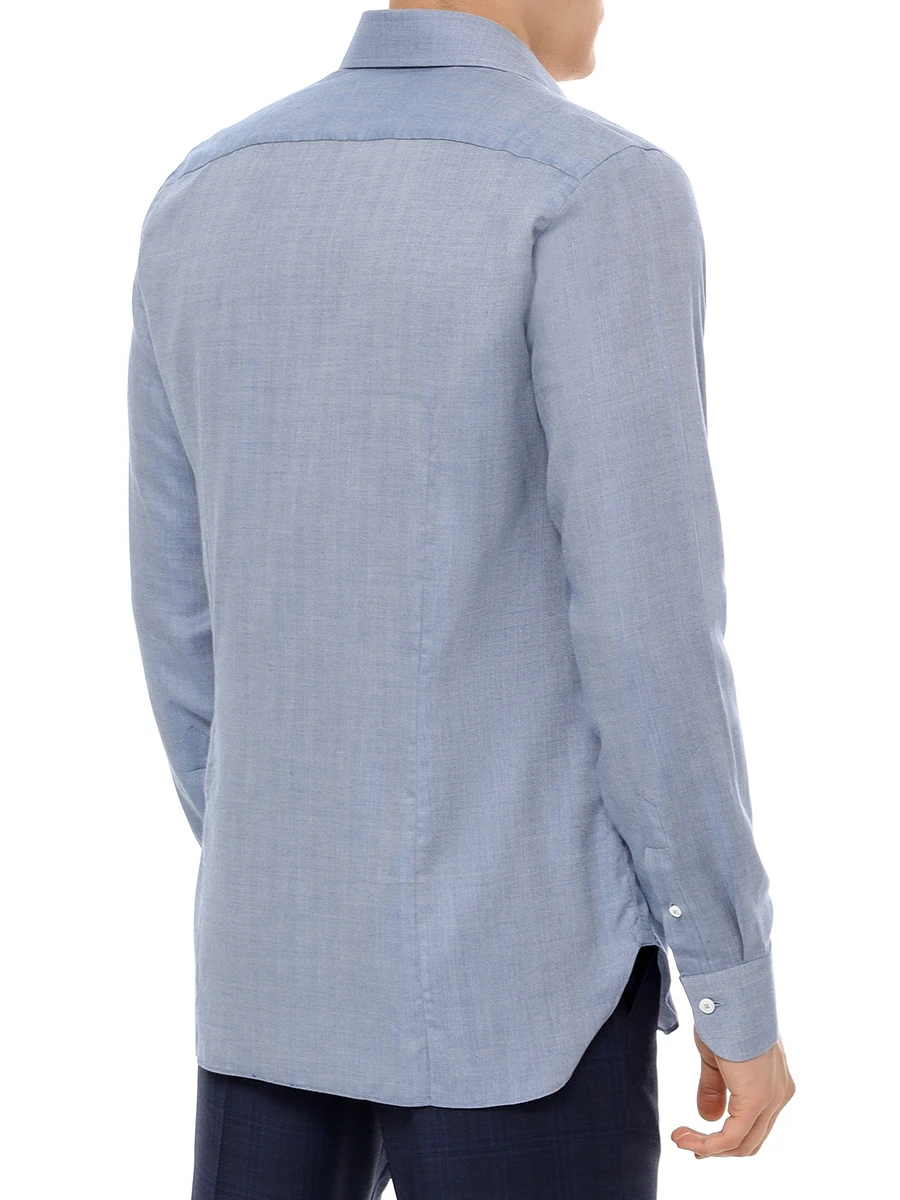 Рубашка Slim Fit хлопковая ROBERTO RICETTI CAMICIA BUR-LUSSO/ORO33701 Синий  Фото 3