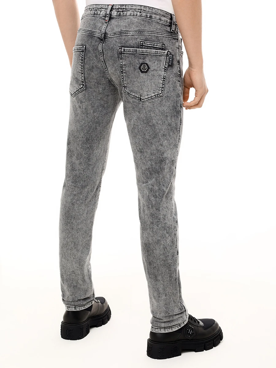 Джинсы Regular Fit хлопковые PHILIPP PLEIN MDT3937/01IS Серый  Фото 3