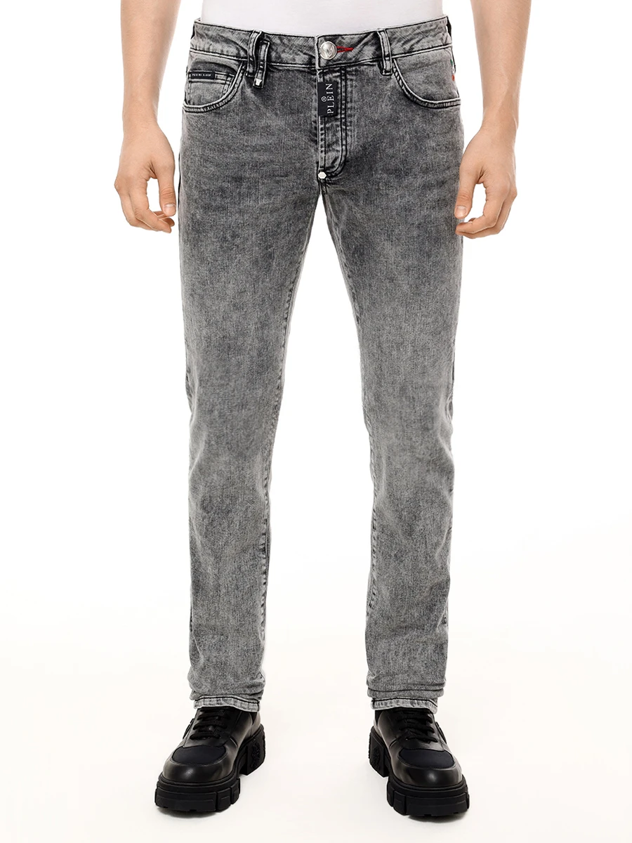 Джинсы Regular Fit хлопковые PHILIPP PLEIN MDT3937/01IS Серый  Фото 4