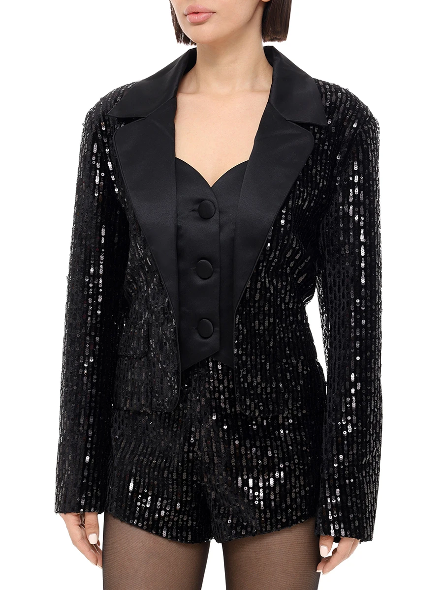 

Жакет с пайетками, Черный, SKU000098711