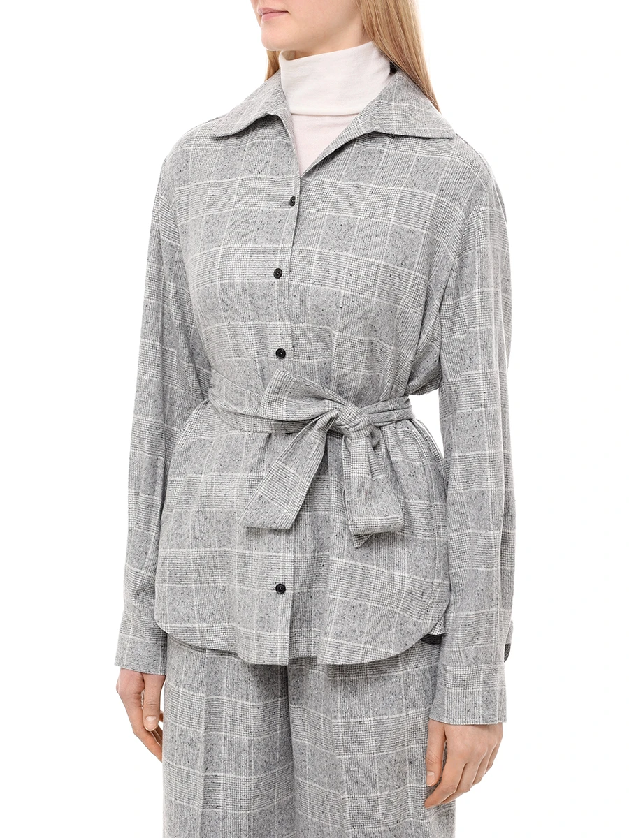 Рубашка из шелка и шерсти KITON D58453K0541E02000 Серый  Фото 4