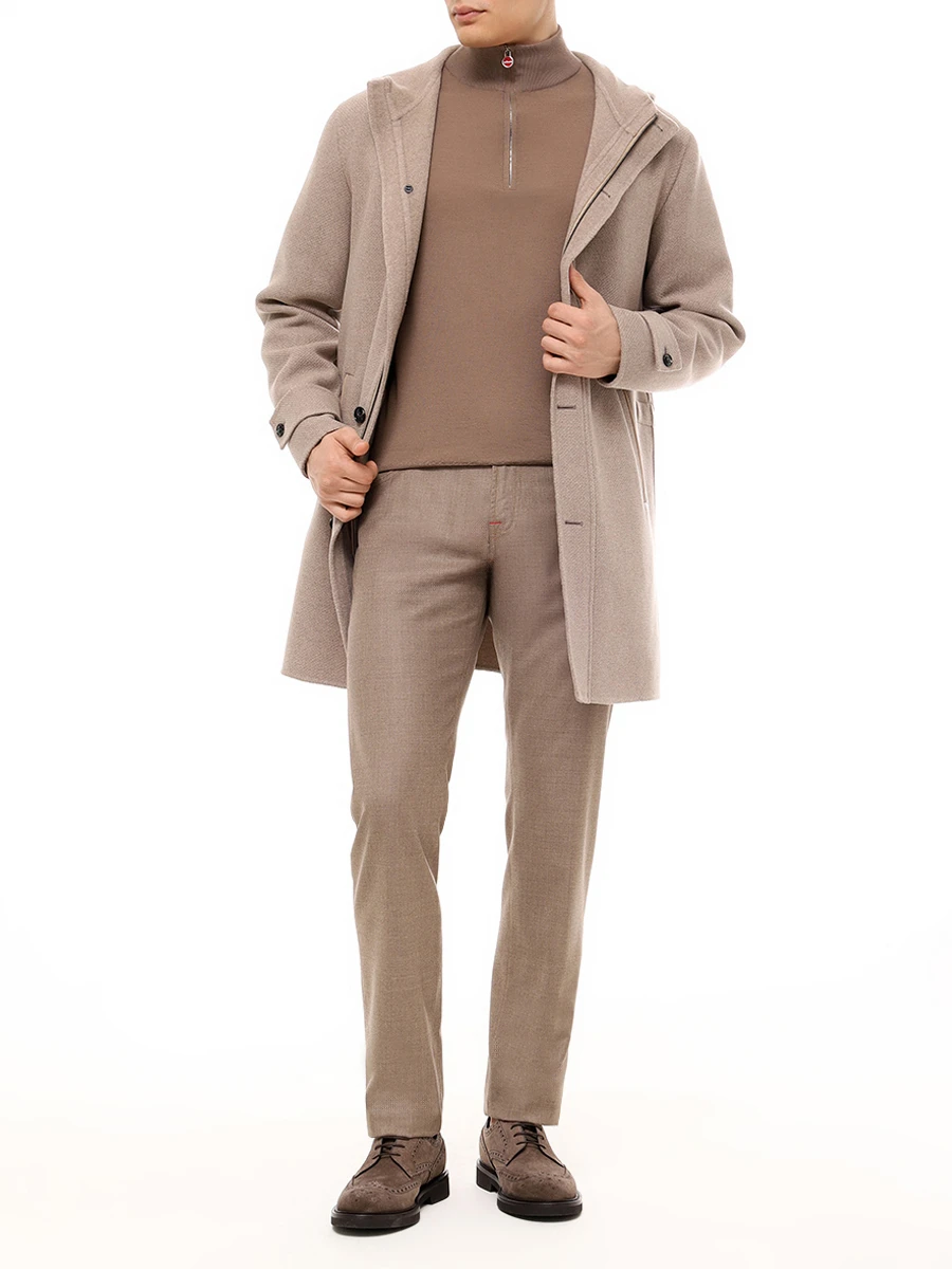 Брюки шерстяные KITON UPNJSK0149F03000 Бежевый  Фото 2