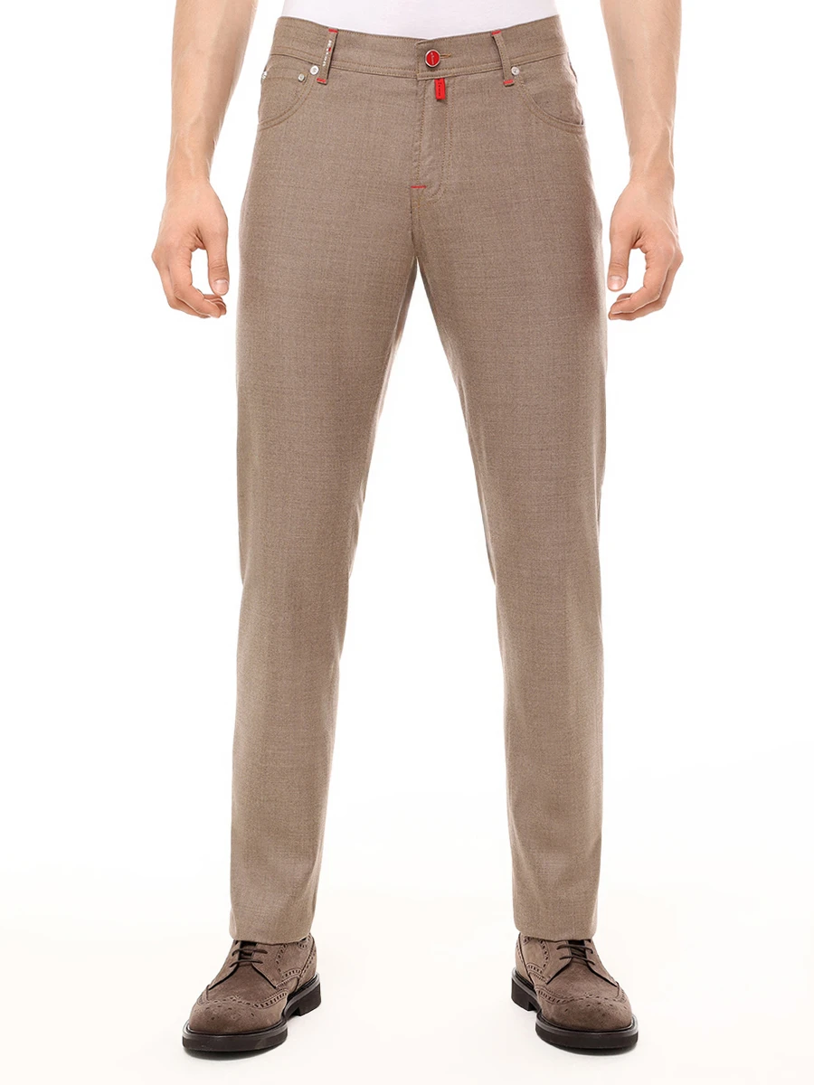 Брюки шерстяные KITON UPNJSK0149F03000 Бежевый  Фото 4
