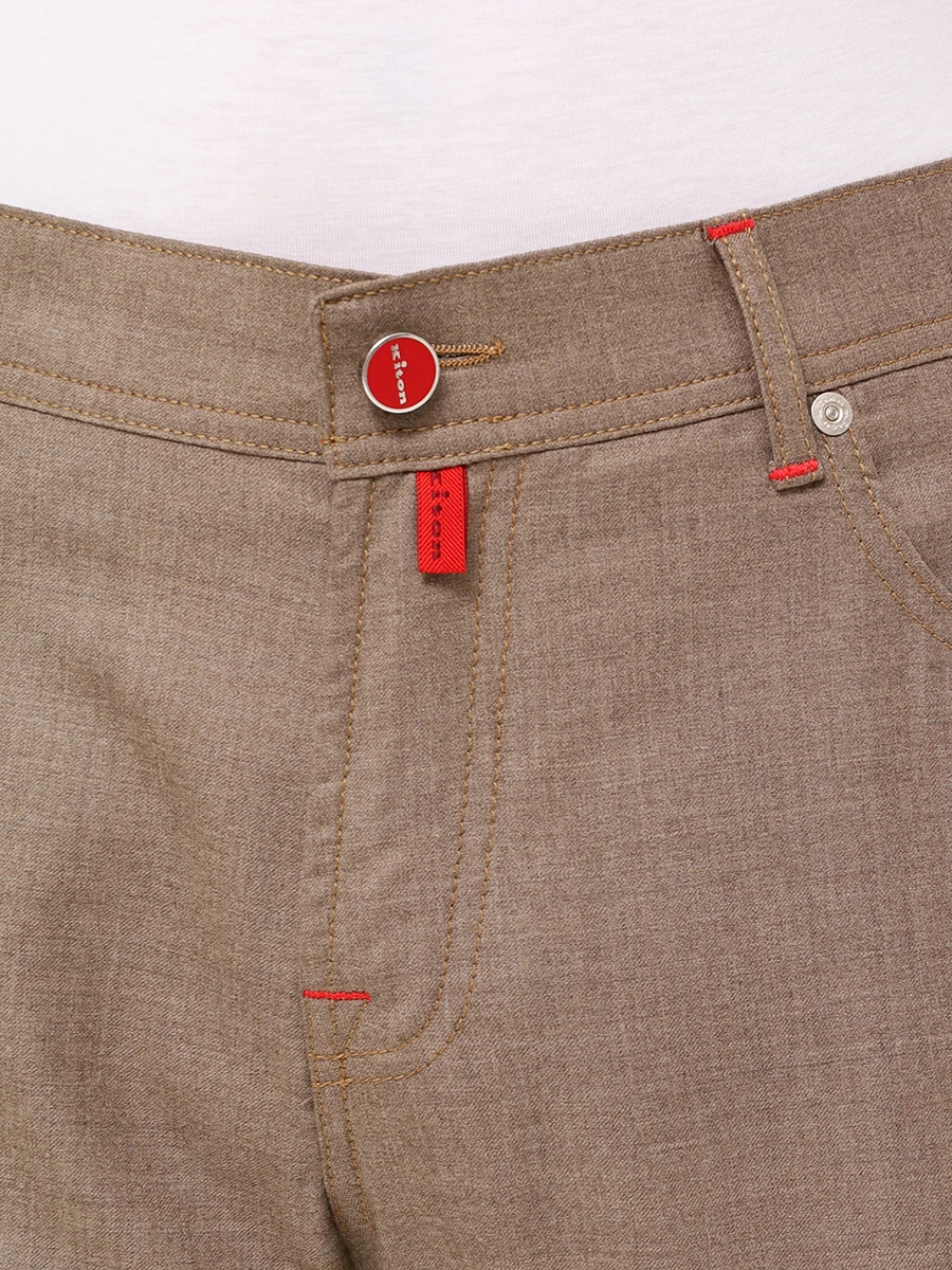 Брюки шерстяные KITON UPNJSK0149F03000 Бежевый  Фото 5