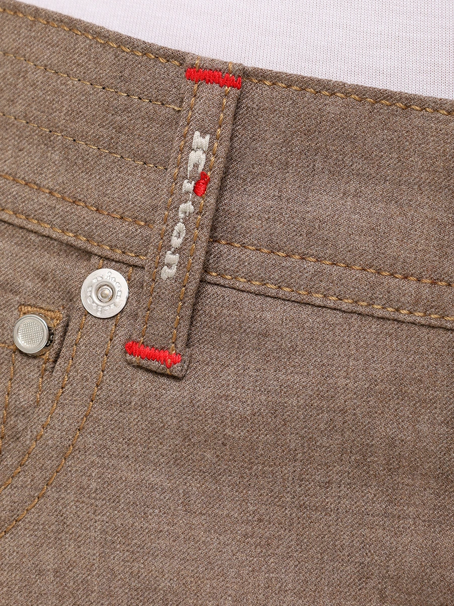 Брюки шерстяные KITON UPNJSK0149F03000 Бежевый  Фото 6