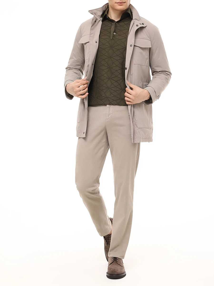 Брюки хлопковые KITON UFPPEK0100F05001 Бежевый  Фото 2