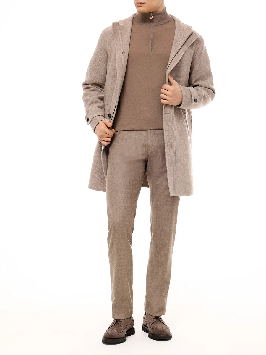 Пальто кашемировое KITON UW1867V0416F02000 Бежевый  Фото 2