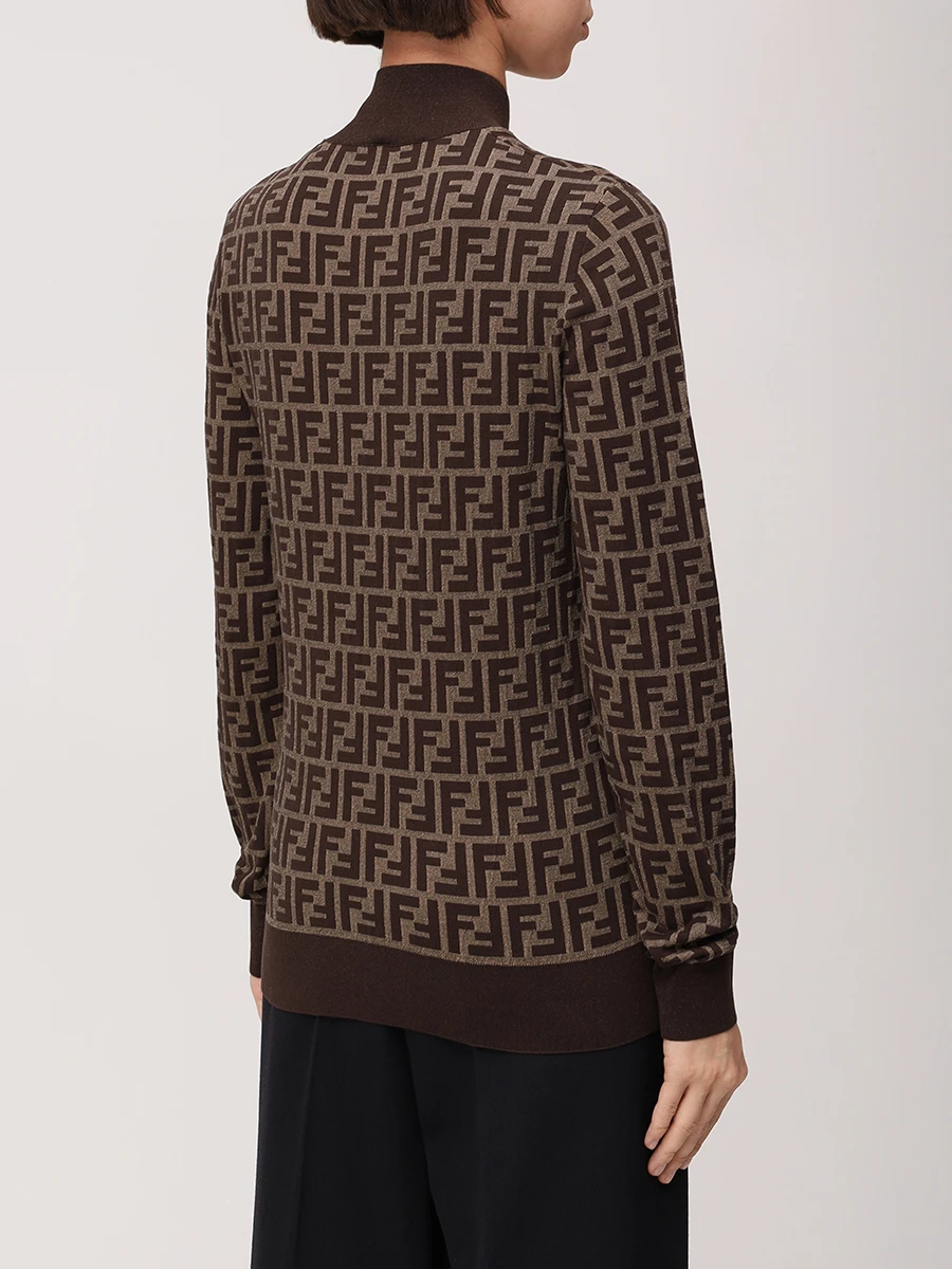 Джемпер хлопковый FENDI FZXC73 ASJT F0GGE Коричневый  Фото 3