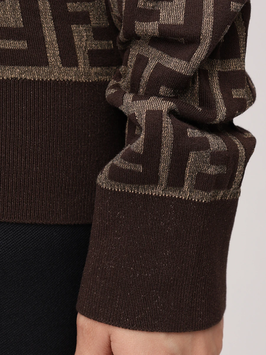 Джемпер хлопковый FENDI FZXC73 ASJT F0GGE Коричневый  Фото 5