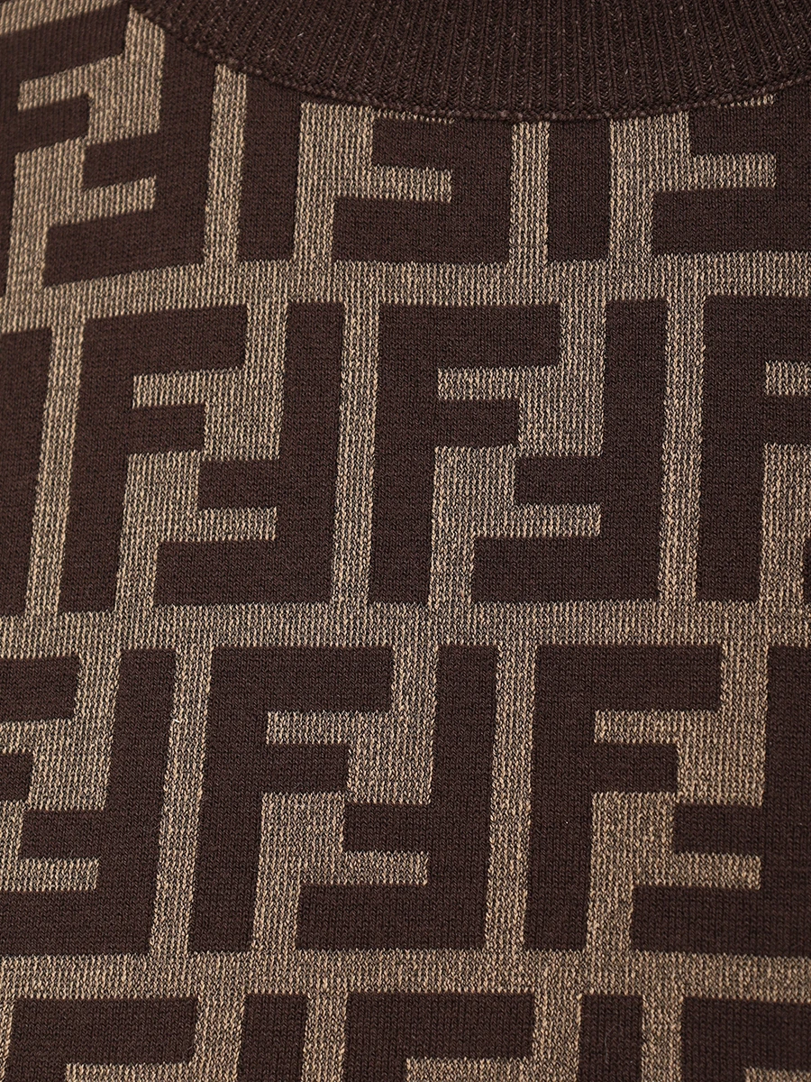 Джемпер хлопковый FENDI FZXC73 ASJT F0GGE Коричневый  Фото 6