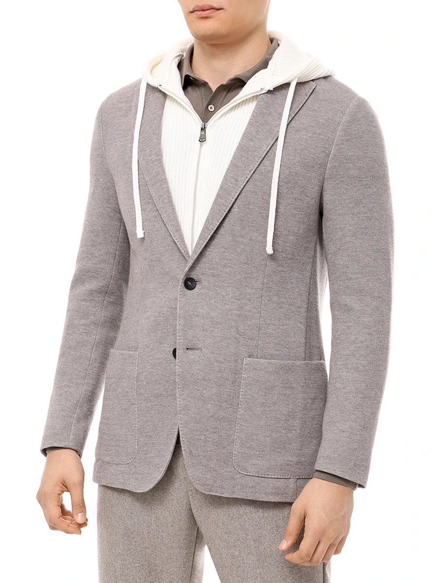 Пиджак из шерсти и хлопка FRADI 252WN6187/87/SJK.JACKET_GW Серый  Фото 4