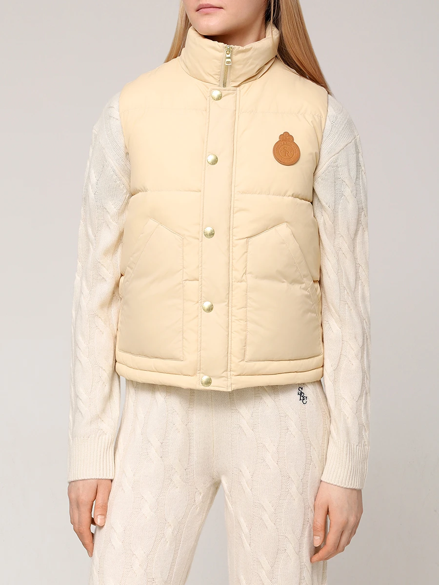 Жилет стеганый SPORTY & RICH OW018512202BE20/3877 Молочный Бежевый  Фото 4