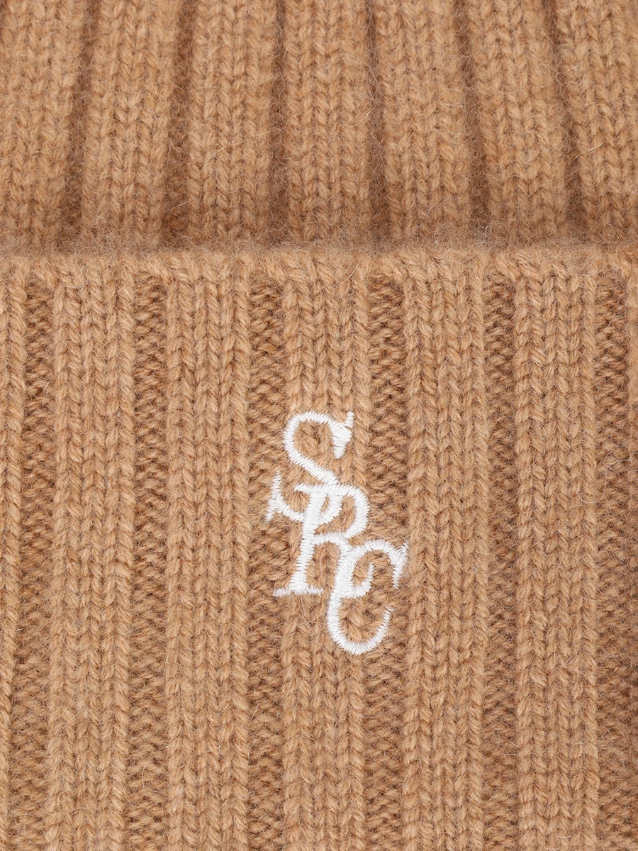 Шапка из кашемира и шерсти SPORTY & RICH AC066506302BE02/8 Коричневый  Фото 3