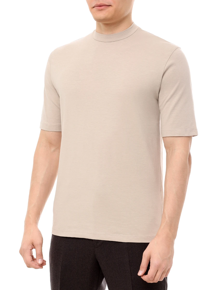 Футболка хлопковая DANIELE FIESOLI 0682 T/SHIRT LUPETTO COTONE ELAST 131 BEIGE Бежевый  Фото 4