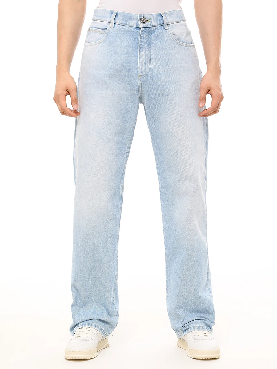 Джинсы Regular Fit хлопковые BALMAIN DH0ML135DE95 Голубой  Фото 4