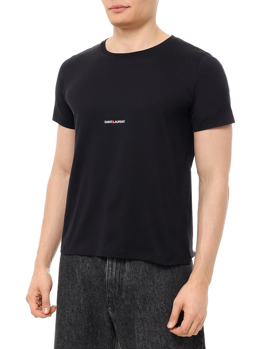 Футболка хлопковая SAINT LAURENT 464572 YB2DQ 1000 Черный  Фото 4