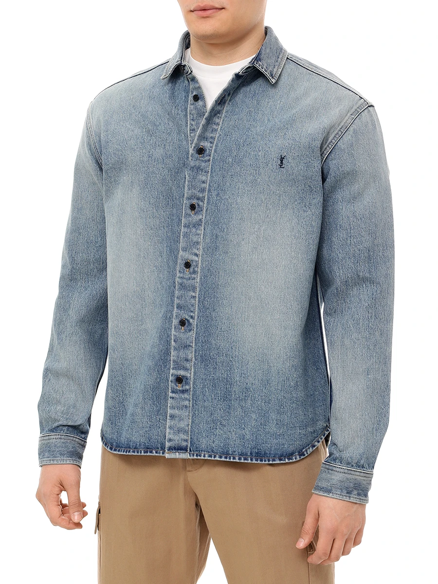 Рубашка джинсовая SAINT LAURENT 753029 Y07JA 5018 Голубой  Фото 4