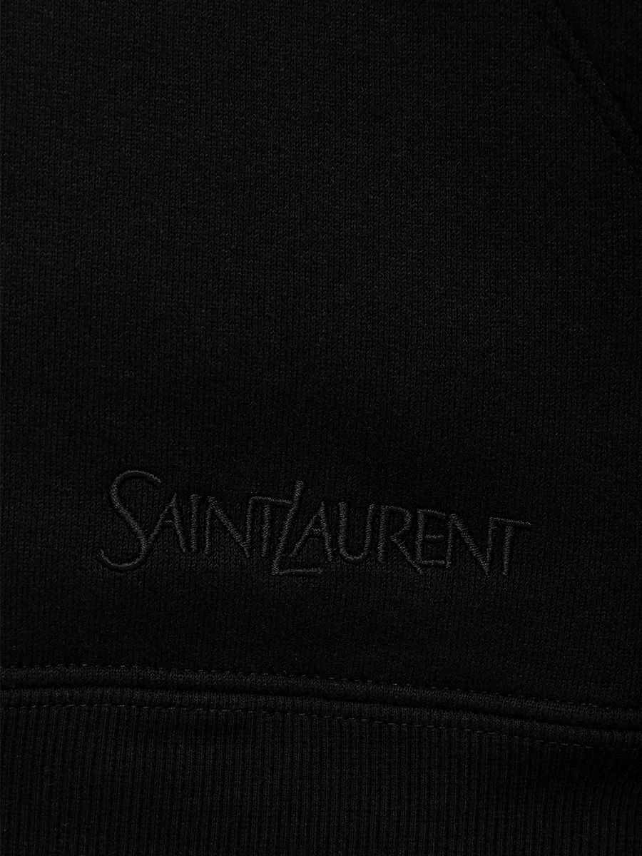Худи хлопковое SAINT LAURENT 802136 Y36SW 1000 Черный  Фото 6