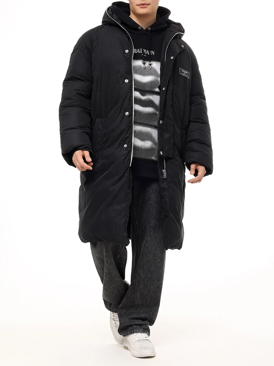 Худи хлопковое BALMAIN DH0JT047GE07 Черный  Фото 2