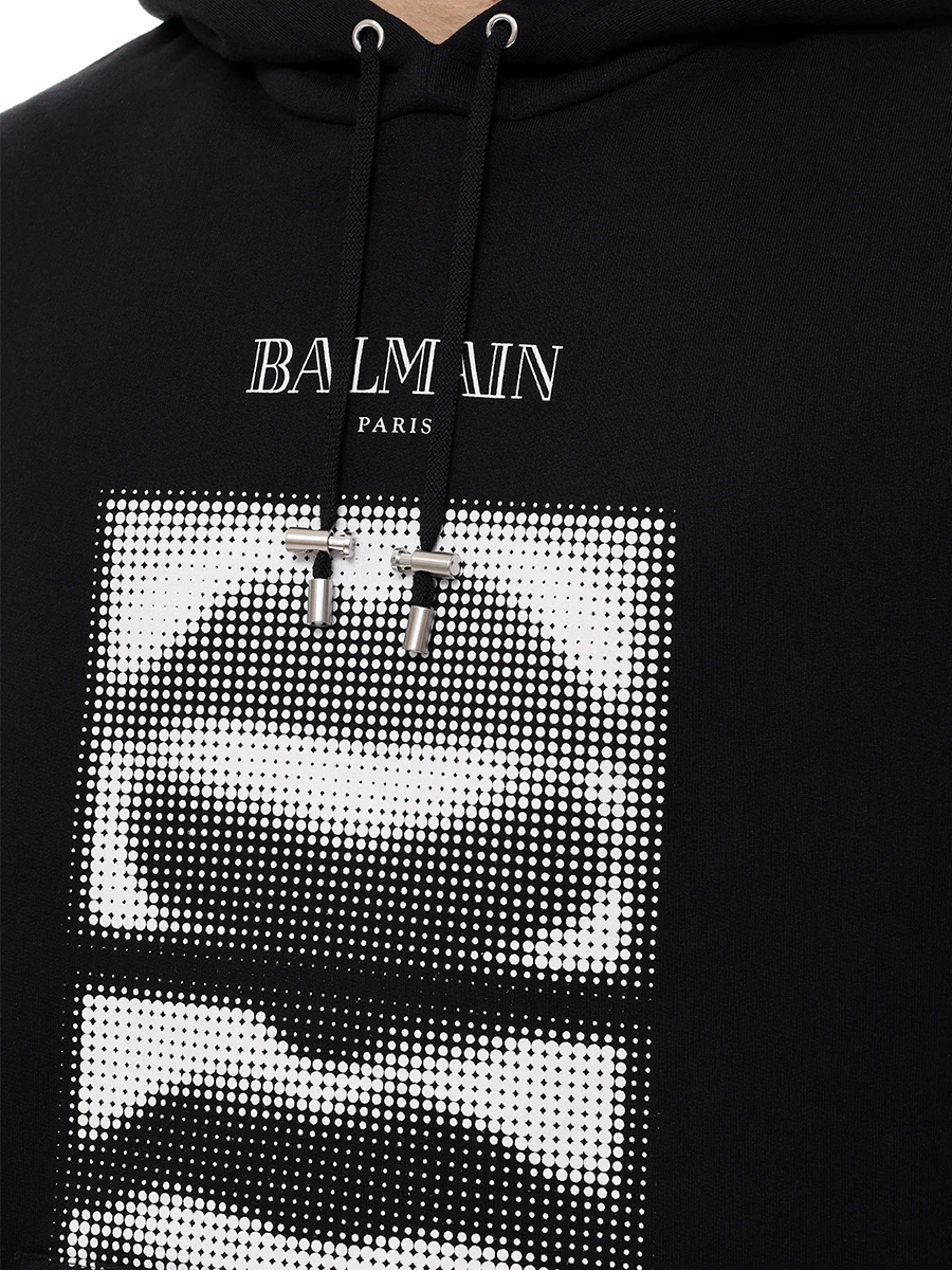 Худи хлопковое BALMAIN DH0JT047GE07 Черный  Фото 5