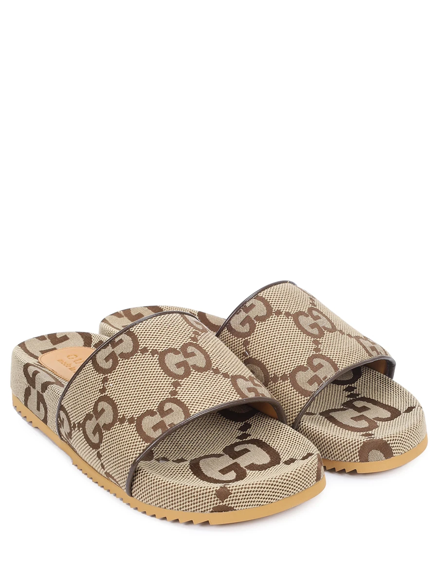 Шлепанцы текстильные GUCCI 624695 UKOD0 2673 Бежевый  Фото 2