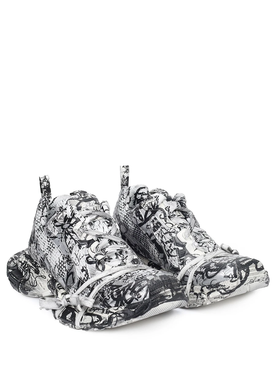 Кроссовки текстильные 3XL Extreme Graffiti BALENCIAGA 734734 W2RG3 9010 Черный  Фото 2