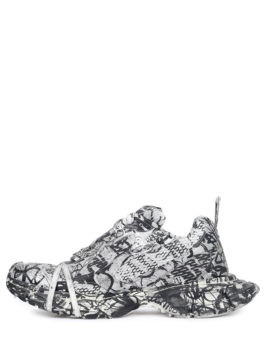 Кроссовки текстильные 3XL Extreme Graffiti BALENCIAGA 734734 W2RG3 9010 Черный  Фото 3