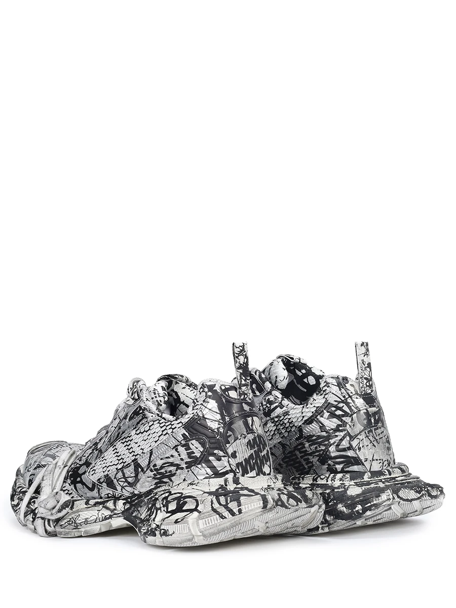 Кроссовки текстильные 3XL Extreme Graffiti BALENCIAGA 734734 W2RG3 9010 Черный  Фото 4