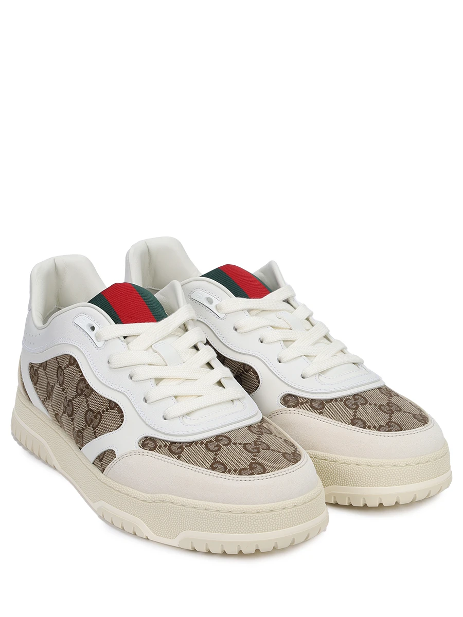 Кеды комбинированные Gucci Re-Web GUCCI 787476 AADHW 9573 Бежевый  Фото 2