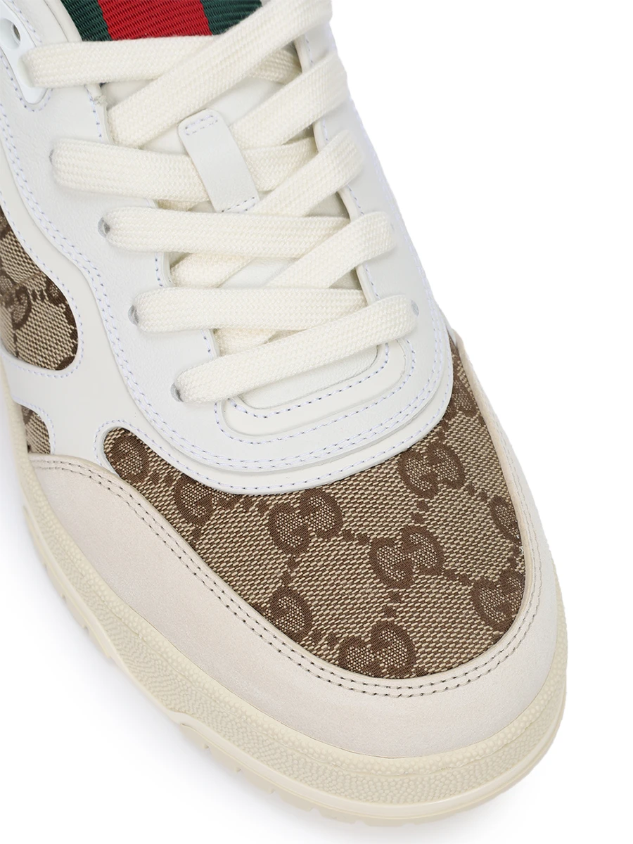 Кеды комбинированные Gucci Re-Web GUCCI 787476 AADHW 9573 Бежевый  Фото 5